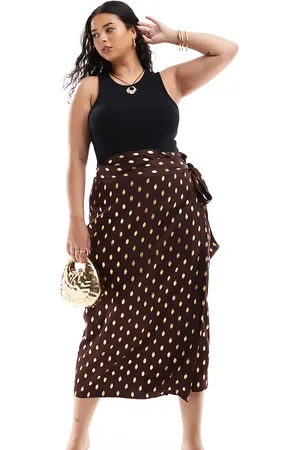 Never Fully Dressed Jaspre gold fleck midi skirt in chocolate