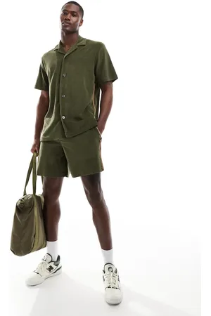 Paul Smith Towel stripe short sleeve shirt co-ord in khaki