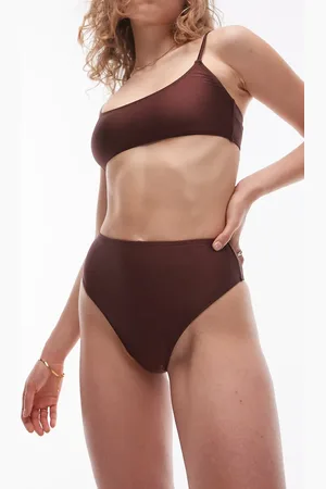 Topshop Mix and match high waist bikini bottom in chocolate