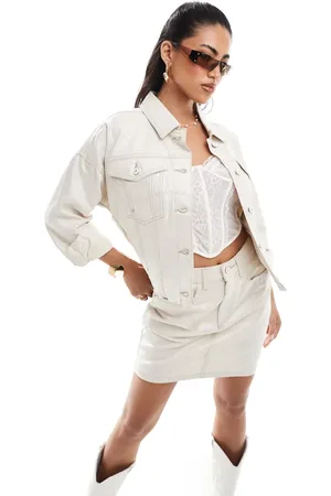 River Island Metallic denim jacket co-ord in gold