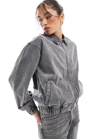 JJXX Oversized collared bomber jacket in washed