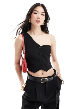 Bershka One shoulder tailored waistcoat in