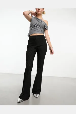 COLLUSION Mid rise extreme flare trouser in pinstripe