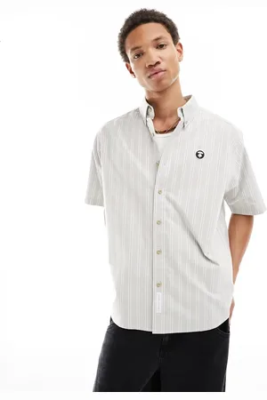 A Bathing Ape Aape By A Bathing Ape short sleeve stripe shirt in beige