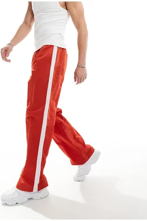 ASOS Wide nylon trousers in with white side panel