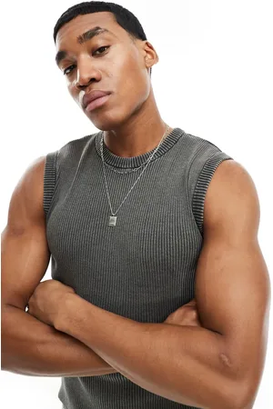Bershka Ribbed vest in washed
