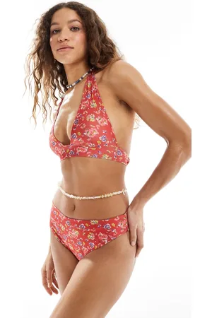 Reclaimed Mix & match halter bikini top in ditsy floral print