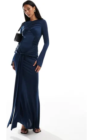 DASKA Ruched drape dress in ink