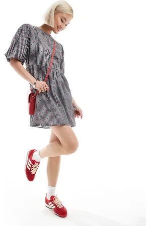 Daisy Street Puff sleeve printed mini smock dress in