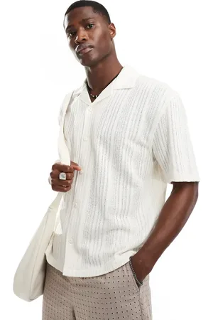 Pull&Bear Loose knitted shirt in ecru