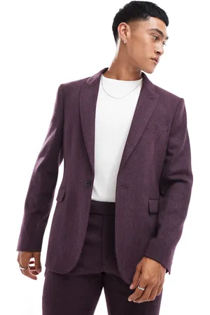 ASOS Wedding slim suit jacket in wool herringbone
