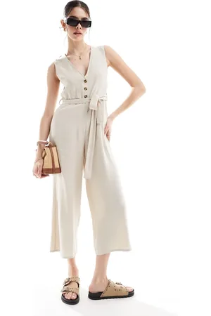 Threadbare Isabella linen blend jumpsuit in off