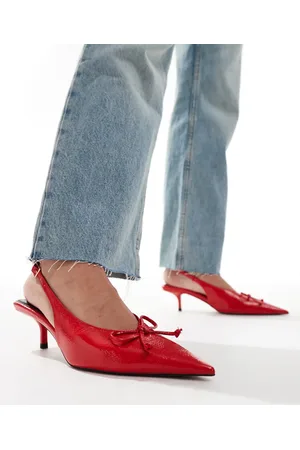 ASOS Sriracha bow slingback mid heeled shoes in