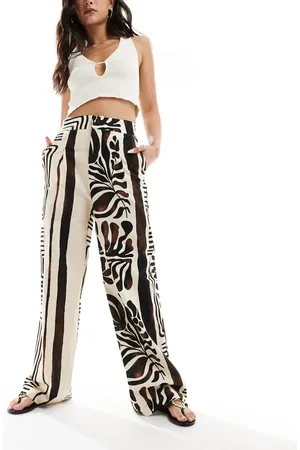 MANGO Straight leg printed trouser in