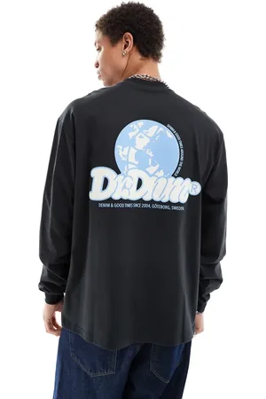 Dr Denim Reno long sleeve relaxed fit t-shirt with back graphic print in off