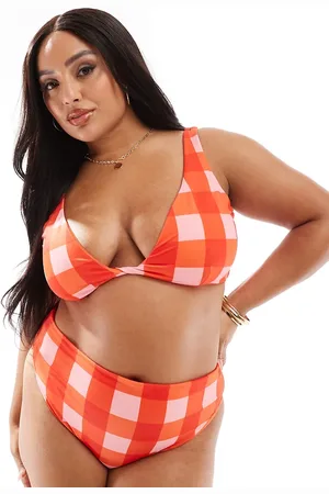 ASOS Curve Picnic twist front crop bikini top in gingham