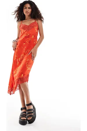 Reclaimed Lace trim slip dress in floral