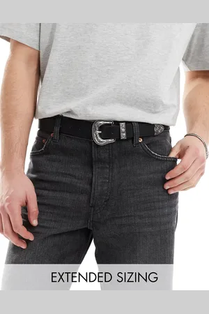 ASOS Belt in faux leather with silver western buckle in
