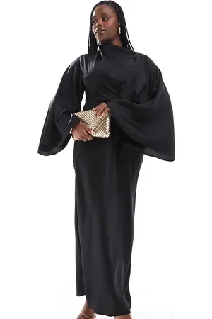ASOS ASOS DESIGN Curve satin wrap maxi dress with drape bodice and kimono sleeve in