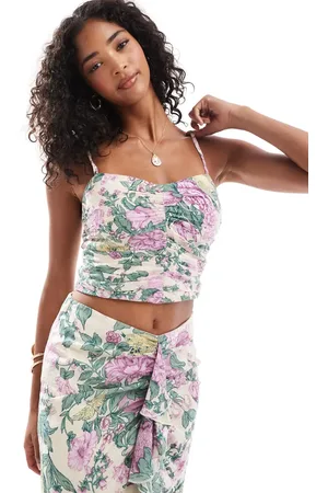 Abercrombie & Fitch Co-ord printed crinkle bra top in floral