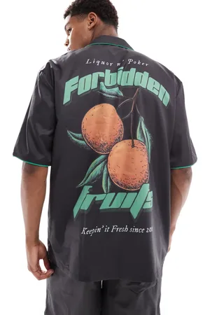Liquor N Poker Co-ord revere collar shirt with fruit back print in