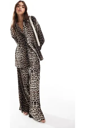 Extro & Vert Plisse trousers in leopard print co-ord