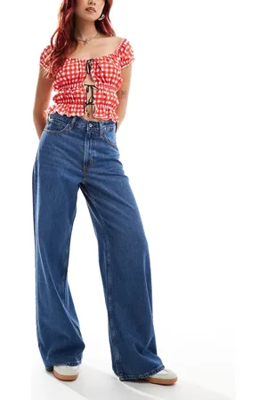 Abercrombie & Fitch High rise wide leg jean in mid