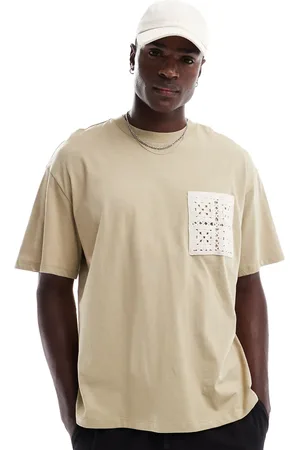 Only & Sons Oversize t-shirt with crochet pocket in light
