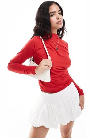 VERO MODA Long sleeved ruched jersey top in cherry