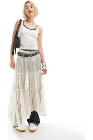 COLLUSION Sheer tiered maxi skirt in off ombre