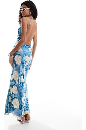 Emory Park Bloom cowl neck satin maxi dress in teal