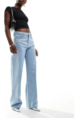 Stradivarius Wide leg jean with embellishments in light