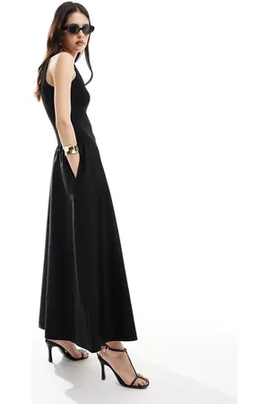 & OTHER STORIES Sleeveless maxi dress with volume hem in mixed jersey and woven fabric