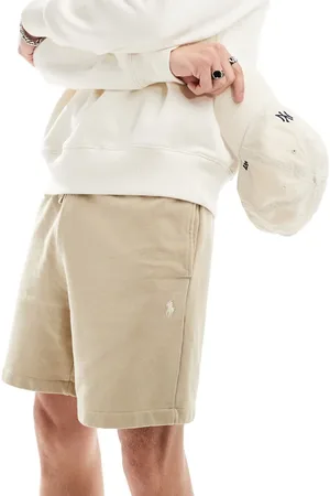 Ralph Lauren Icon logo sweat shorts in beige CO-ORD