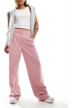 VILA Tailored wide leg trousers in dusty