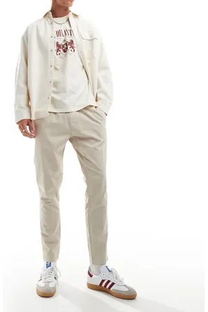 Brave Soul Elasticated waist chino trousers in stone