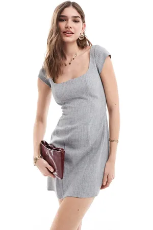 ASOS Curved neck cap sleeve mini dress in