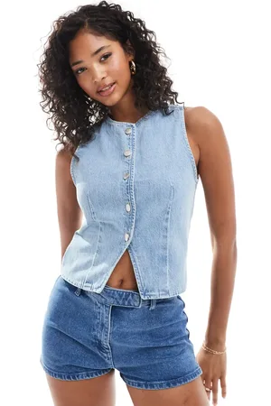 ASOS Denim waistcoat in bleach