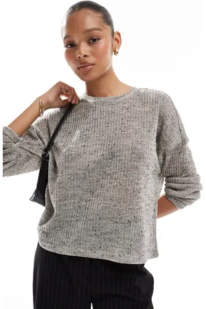 Pieces® Lightweight loose long sleeve knitted top in