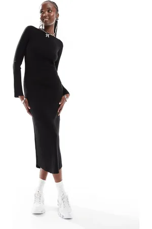 COLLUSION Slash neck maxi dress in