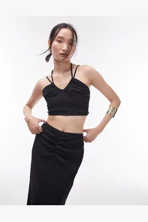 Topshop Co-ord tie detail ruched front top in