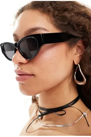 Monki Cat eye oval acetate sunglasses in