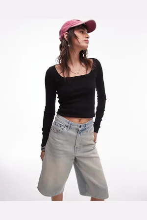 Topshop Square neck long sleeve top in