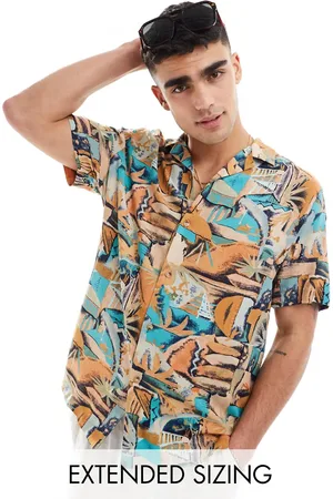 ASOS Relaxed revere shirt with vintage abstract hawaiian print
