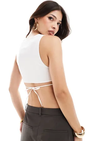 Bershka Longline tie back top in