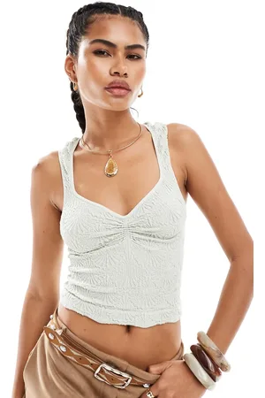 Free People Sweetheart neck textured lace cami top in aqua
