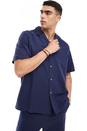 ASOS Co-ord 90s oversized short sleeve shirt in seersucker texture in