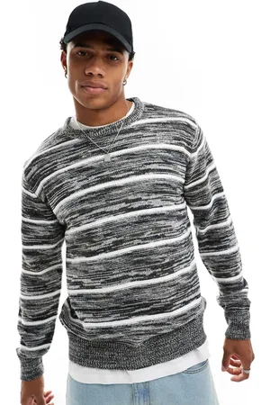 Brave Soul Textured stripe jumper in & white