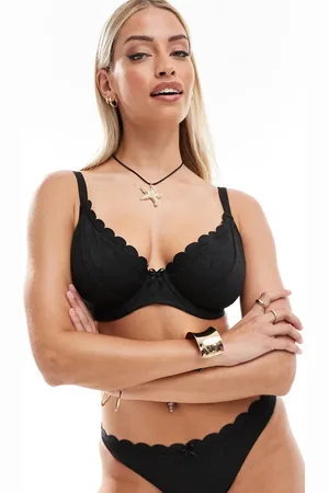Peek & Beau Fuller Bust broderie bikini top in with bow detail