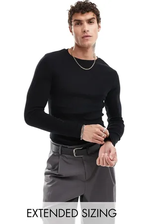ASOS Essential muscle fit long sleeve rib t-shirt in